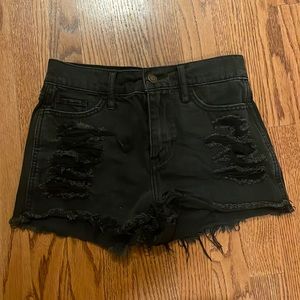 Distressed denim shorts